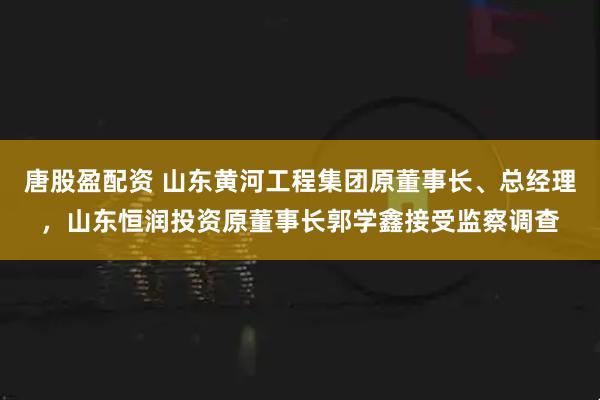 唐股盈配资 山东黄河工程集团原董事长、总经理,山东恒润投资原董事长郭学鑫接受监察调查